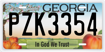 GA license plate PZK3354
