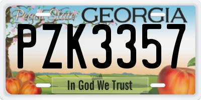 GA license plate PZK3357