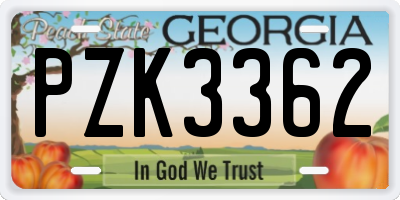 GA license plate PZK3362