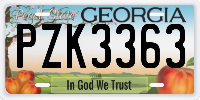 GA license plate PZK3363