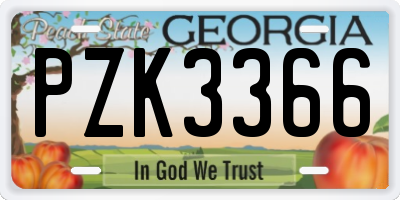 GA license plate PZK3366