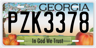 GA license plate PZK3378