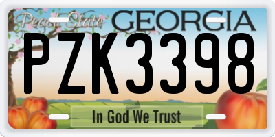 GA license plate PZK3398