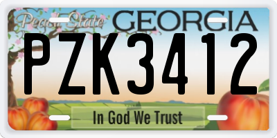 GA license plate PZK3412