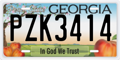 GA license plate PZK3414