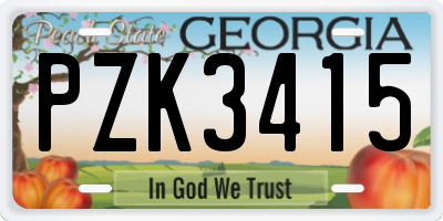 GA license plate PZK3415