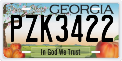 GA license plate PZK3422