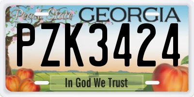 GA license plate PZK3424