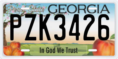 GA license plate PZK3426