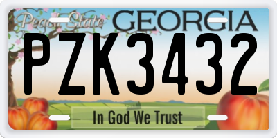 GA license plate PZK3432