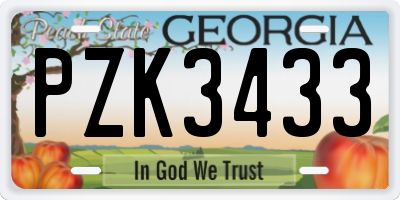 GA license plate PZK3433