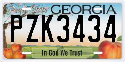 GA license plate PZK3434