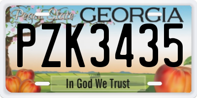 GA license plate PZK3435