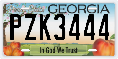 GA license plate PZK3444