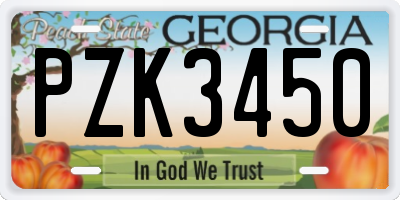 GA license plate PZK3450