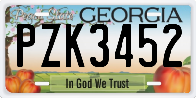 GA license plate PZK3452
