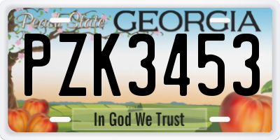 GA license plate PZK3453