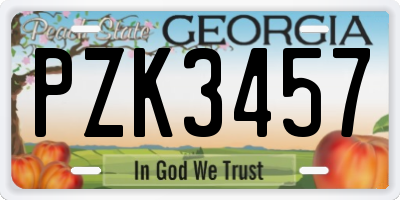 GA license plate PZK3457