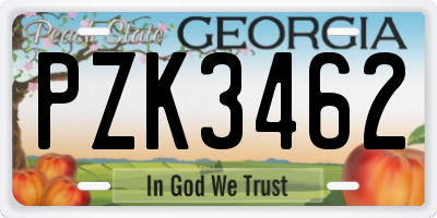 GA license plate PZK3462