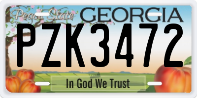 GA license plate PZK3472
