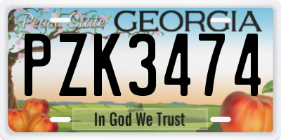 GA license plate PZK3474