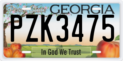 GA license plate PZK3475