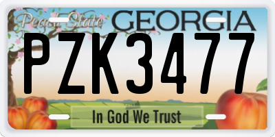 GA license plate PZK3477