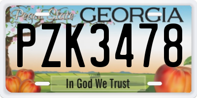 GA license plate PZK3478