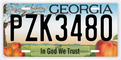 GA license plate PZK3480