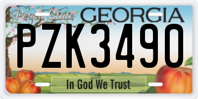 GA license plate PZK3490
