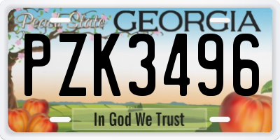 GA license plate PZK3496