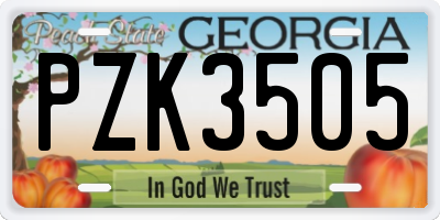 GA license plate PZK3505