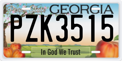 GA license plate PZK3515