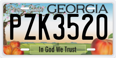 GA license plate PZK3520