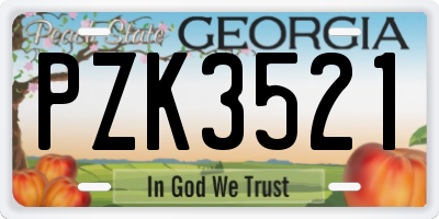 GA license plate PZK3521