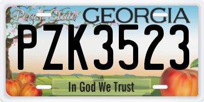 GA license plate PZK3523