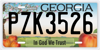 GA license plate PZK3526