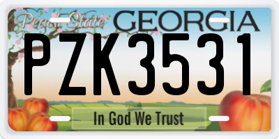 GA license plate PZK3531