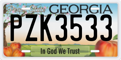 GA license plate PZK3533