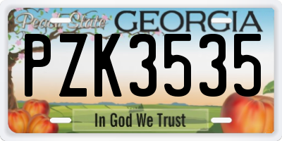 GA license plate PZK3535