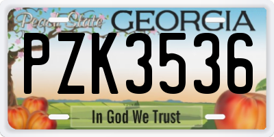 GA license plate PZK3536