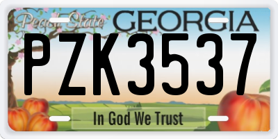GA license plate PZK3537
