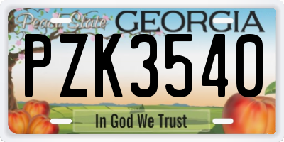 GA license plate PZK3540