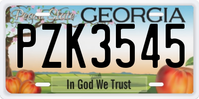 GA license plate PZK3545