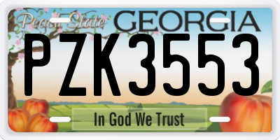 GA license plate PZK3553