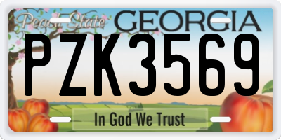 GA license plate PZK3569