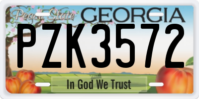 GA license plate PZK3572