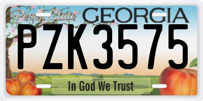 GA license plate PZK3575