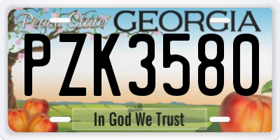 GA license plate PZK3580