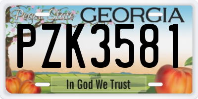 GA license plate PZK3581